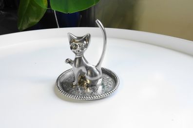 Vintage Cat Ring Holder, Trinket Tray