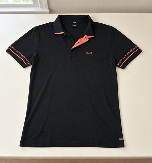 BOSS Hugo Boss Pima Cotton Polo Dark Navy Orange Size M