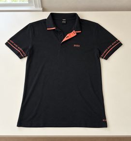 BOSS Hugo Boss Pima Cotton Polo Dark Navy Orange Size M