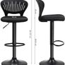 _Bar Stool Set of 2 Height Adjustable with Crown Backrest 360 Degree Rotating Comfortable Padded Seat Kitchen Bar Black Image 5