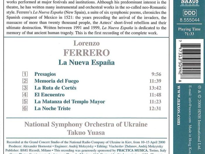 Lorenzo Ferrero. La Nueva Espana. CD. Free Postage!