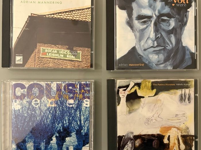 Adrian Mannering, The Fatima Mansions, Dave Couse. Four CDs by Irish indie artists for sale at five euro each.