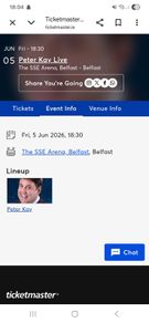 2 x Peter Kay tickets Belfast 5th June 2026