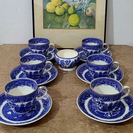 Antique "Willow" Fenton espresso set