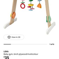 IKEA LEKA baby gym, birch plywood/multicolour, 43 cm height, 59 cm width, activity toys for babies