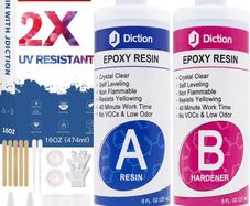 16 Oz. Art Resin, Crystal Clear Resin Kit, Epoxy Casting and Coating for Art, Jewelry, Tumblers, River Tables, Easy Mix 1:1 Resin Epoxy with Sticks, Graduated Cups and Gloves (FREE POSTAGE)