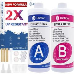 16 Oz. Art Resin, Crystal Clear Resin Kit, Epoxy Casting and Coating for Art, Jewelry, Tumblers, River Tables, Easy Mix 1:1 Resin Epoxy with Sticks, Graduated Cups and Gloves (FREE POSTAGE)