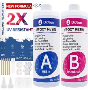 16 Oz. Art Resin, Crystal Clear Resin Kit, Epoxy Casting and Coating for Art, Jewelry, Tumblers, River Tables, Easy Mix 1:1 Resin Epoxy with Sticks, Graduated Cups and Gloves (FREE POSTAGE)