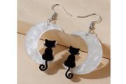 Cat on a Moon Earrings - nice gift