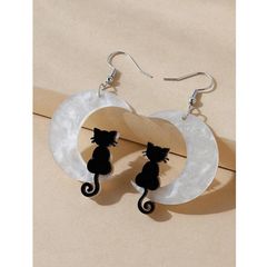 Cat on a Moon Earrings - nice gift
