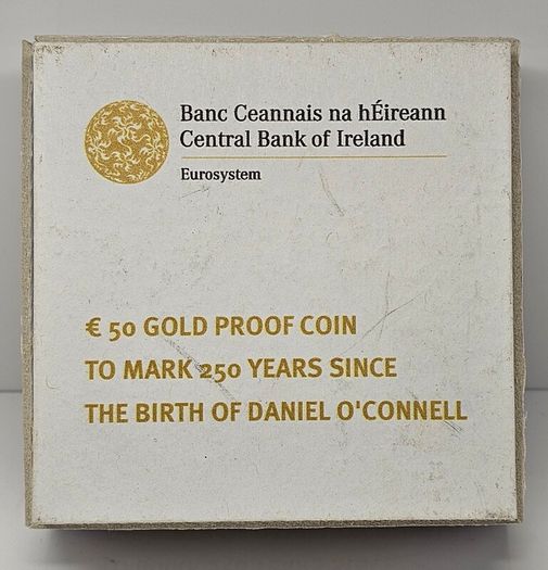 Ireland 2025 Gold Proof 1/4oz Au Daniel O'Connell 50 Euro Coin 250 Anniversary in Original Holder with COA