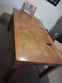 Calgary oak 1.8m extendable dining table and 3 chairs