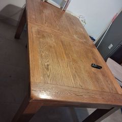 Calgary oak 1.8m extendable dining table and 3 chairs