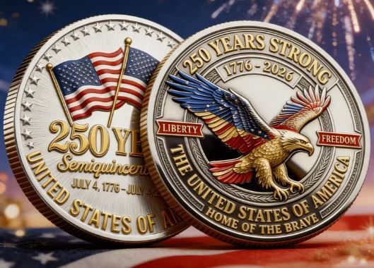 Commemorative Coin 250Th Anniversary USA Independence Day, New.