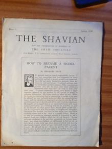 The Shavian Spring 1946. Paper by George Bernard Shaw for members of the Shaw  societies.