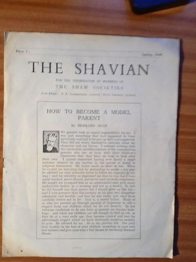 The Shavian Spring 1946. Paper by George Bernard Shaw for members of the Shaw  societies.