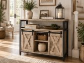 Rustic  Farmhouse Sideboard Cabinet with Sliding Barn Door
