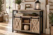 Rustic  Farmhouse Sideboard Cabinet with Sliding Barn Door