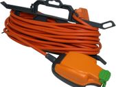 CT1513P PS Weatherproof Outdoor Single Inline Socket Extension Lead with Frame Cable Tidy, 15 Metres, Orange