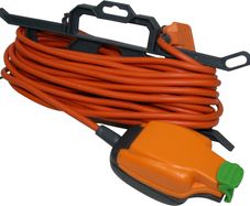CT1513P PS Weatherproof Outdoor Single Inline Socket Extension Lead with Frame Cable Tidy, 15 Metres, Orange