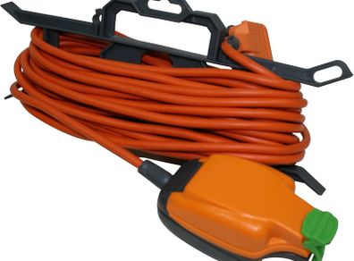 CT1513P PS Weatherproof Outdoor Single Inline Socket Extension Lead with Frame Cable Tidy, 15 Metres, Orange