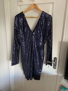 Sistaglam ladies midnight blue ladies sequins dress