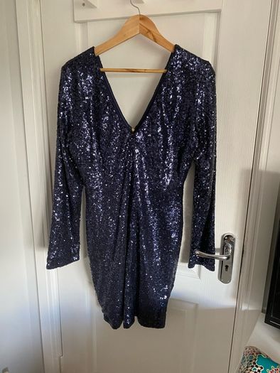 Sistaglam ladies midnight blue ladies sequins dress
