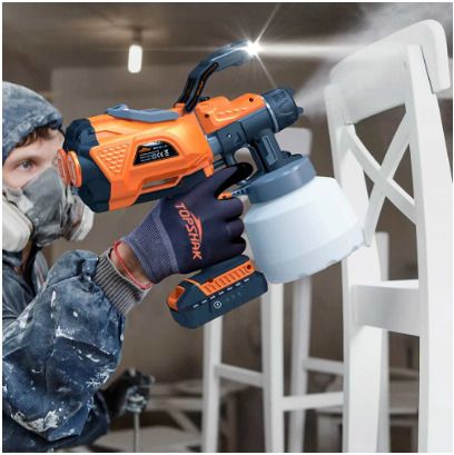 BRAND NEW 1200ML Cordless Electric Spray Gun w/3 Sizes Copper Nozzle Flow Control Airbrush High Power Paint Sprayer With 2000mAh Lithium