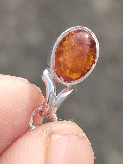 Sterling Silver Amber Pendant set