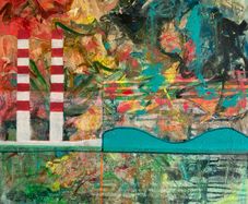 Large Original Art Poolbeg Chimneys Dublin Art Original Painting Irish Art Irish Artist contemporize