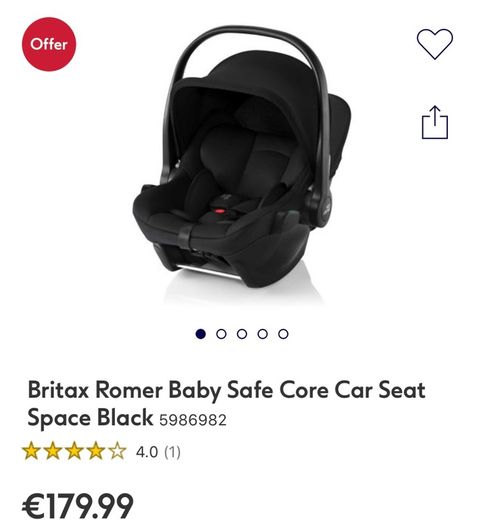 Baby seat Britax Romer Baby safe core birth -83cm car seat and isofix bought new May 2024