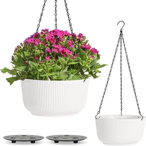 10 Inch Hanging Planters Basket, Indoor Hanging Pots for Plants, Outdoor Plant Containers with Drainage Hole, Plant Pot for Hanging Plants, Pack 2, Hanging Flower Pot