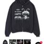 DeLorean Vintage Black Oversized Zipped Hoodie - Medium Image 5