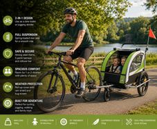 2-in-1 Child Bicycle Trailer & Jogger Stroller for 1-2 Children