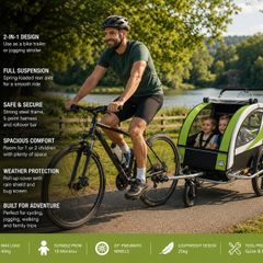 2-in-1 Child Bicycle Trailer & Jogger Stroller for 1-2 Children