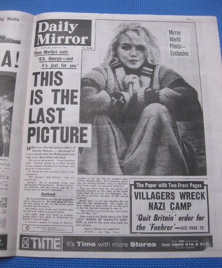 Replicas Of Daily Mirror Famous Front Pages