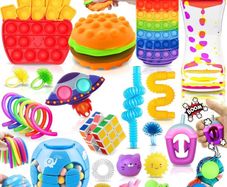 Fidget Toy Set, 26PCS With Box Fidget Pack, Sensory Anxiety Relief Stress Toys for Autism, Fidget Toy in Rainbow, Fries Burger Relaxing Entertainment Birthday Gift for Kids Adults (FREE POSTAGE)