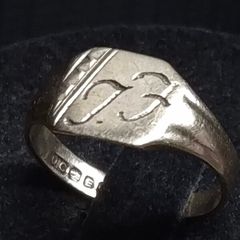Vintage Irish 9ct Gold Signet Ring Fully Hallmarked Dublin Size 48
