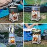 Camping Wood Stove Portable Wood Burning Stove Lightweight Alcohol Stove for Outdoor Cooking Backpacking Hiking Traveling Titanium Stainless Steel (FREE POSTAGE) Image 3