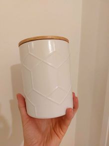 White ceramic storage jar with airtight lid cost 11euro