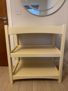 cream wooden baby changing table