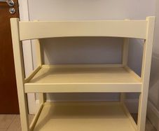 cream wooden baby changing table