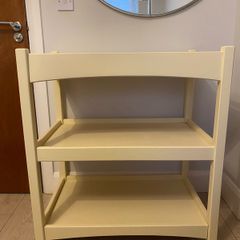 cream wooden baby changing table