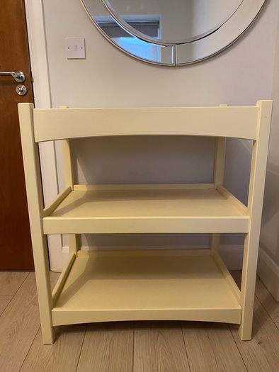 cream wooden baby changing table