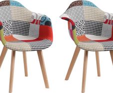 Patchwork dining chairs armchairs Set of two