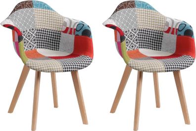 Patchwork dining chairs armchairs Set of two