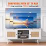 TV Stand, Boho TV Cabinet for 55 inch TV, Mid Century Modern TV Stand, Rattan TV Console with Adjustable Shelfs for Living Room, Media Room Image 3