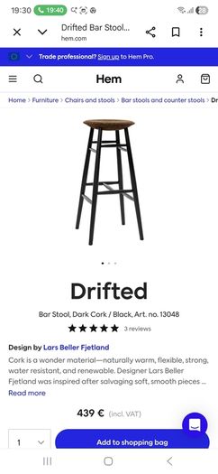 2  Drifted bar stool by Lars Beller fjetland
