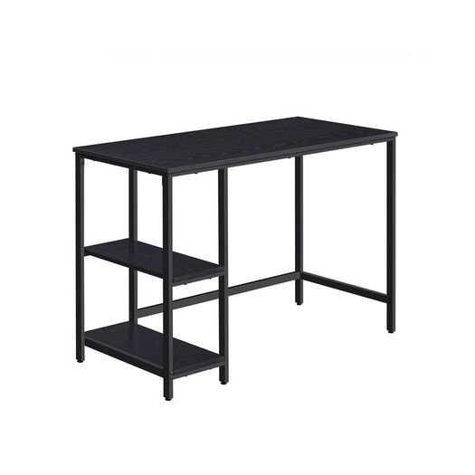 Desk Computer Desk PC Desk Office Table with 2 Shelves on Right or Left Side for Office Living Room Steel Frame Industrial Design Vintage Brown/Black