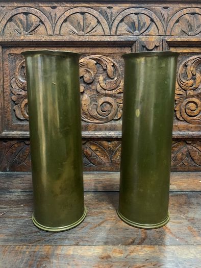 Pair of Original British 18 Pounder Artillery Shell Cases